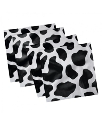 Shop Ambesonne Cow Print Set Of 4 Napkins, 12" X 12" In Black