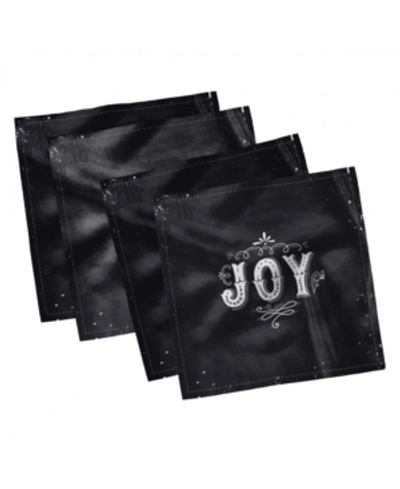 Shop Ambesonne Joy Set Of 4 Napkins, 12" X 12" In Black