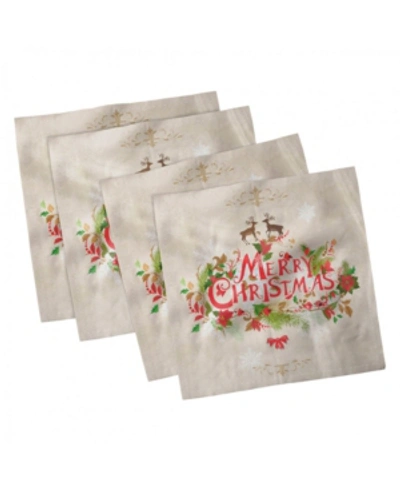 Shop Ambesonne Christmas Set Of 4 Napkins, 12" X 12" In Green