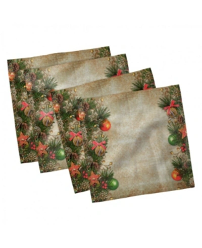 Ambesonne Christmas Set Of 4 Napkins, 12" X 12" In Multi