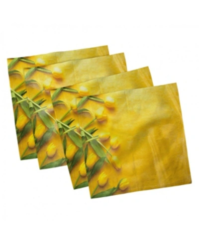 Shop Ambesonne Tulips Set Of 4 Napkins, 18" X 18" In Yellow