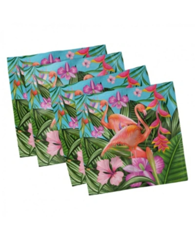 Shop Ambesonne Flamingo Set Of 4 Napkins, 18" X 18" In Green