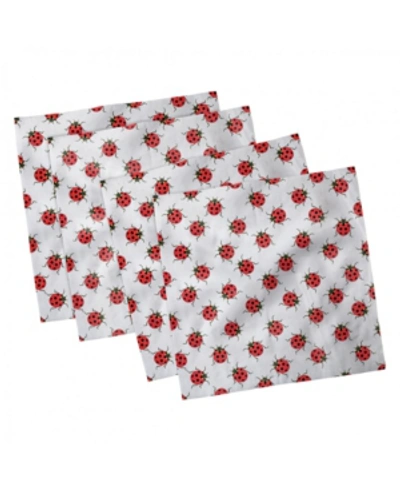 Shop Ambesonne Ladybugs Set Of 4 Napkins, 18" X 18" In Red