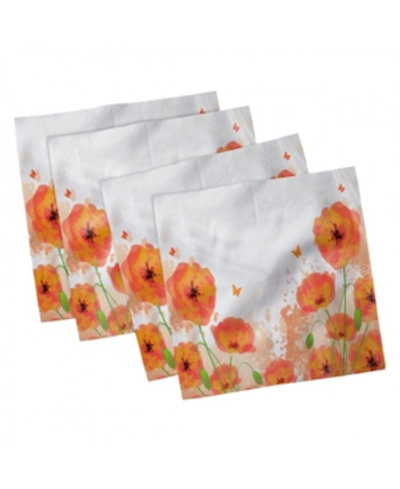 Shop Ambesonne Poppy Set Of 4 Napkins, 18" X 18" In Red