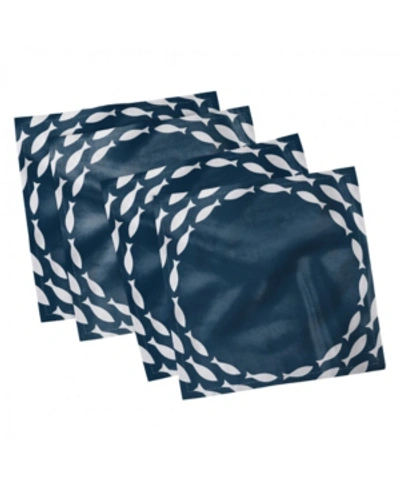 Shop Ambesonne Circle Fish Set Of 4 Napkins, 18" X 18" In Navy