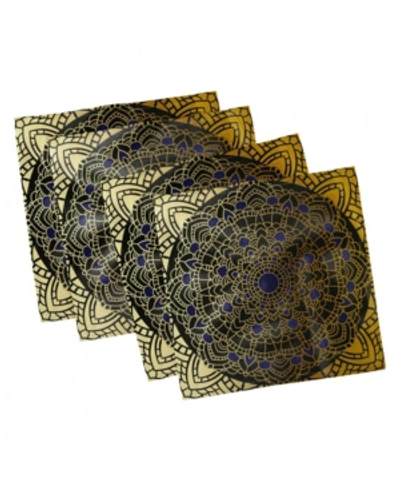 Ambesonne Mandala Set Of 4 Napkins, 18" X 18" In Navy