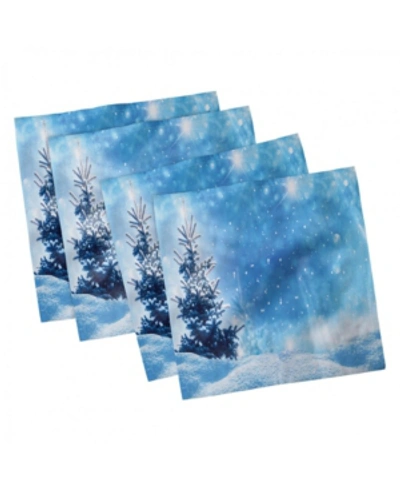 Shop Ambesonne Winter Set Of 4 Napkins, 18" X 18" In Blue