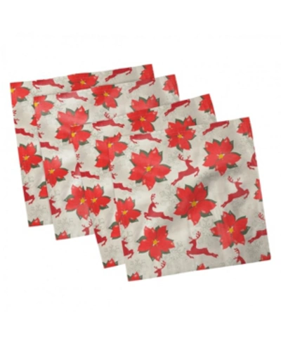 Shop Ambesonne Christmas Set Of 4 Napkins, 18" X 18" In Scarlet