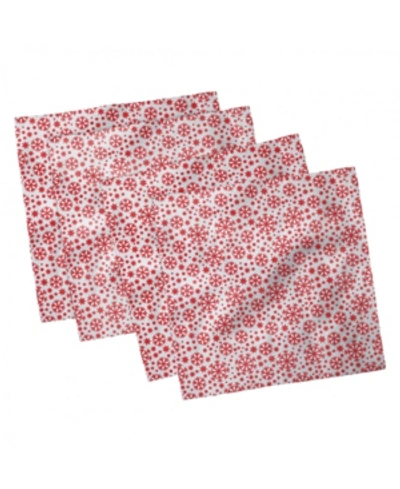 Shop Ambesonne Snowflake Set Of 4 Napkins, 18" X 18" In Red