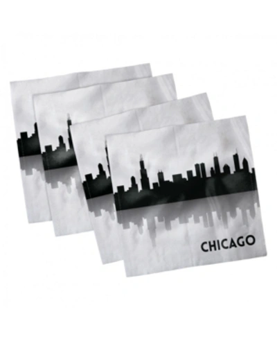 Shop Ambesonne Chicago Skyline Set Of 4 Napkins, 18" X 18" In Black