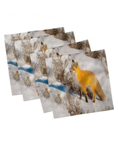 Shop Ambesonne Fox Set Of 4 Napkins, 18" X 18" In Multi