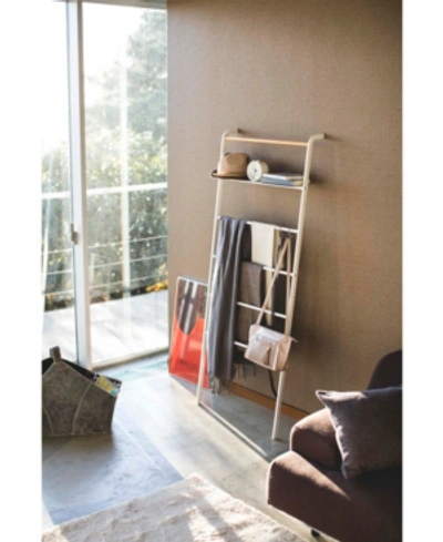 Yamazaki Tower Leaning Ladder With Shelf In White