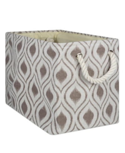 Shop Design Imports Polyester Bin Ikat Stone Rectangle Large In Taupe