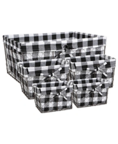 Design Imports Vintage-like Chicken Wire Check Liner Basket Set Of 5 In Black