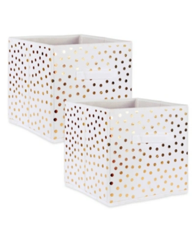 Shop Design Imports Non-woven Polyester Cube Small Dots Square Set Of 2 In Gold