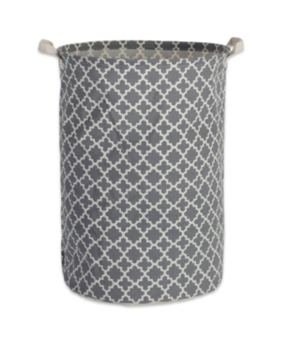 Shop Design Imports Polyethylene Coated Cotton Polyester Laundry Hamper Lattice Round In Gray