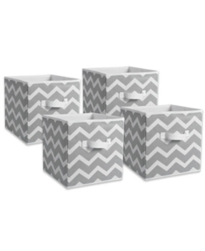 Shop Design Imports Non-woven Polyester Cube Chevron Square Set Of 4 In Gray