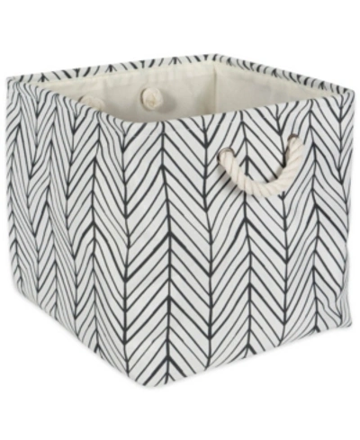 Design Imports Polyester Bin Herringbone Square In Off- White