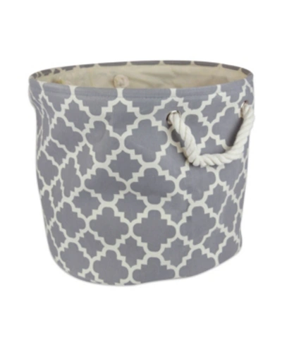 Shop Design Imports Polyester Bin Lattice Round Large In Gray