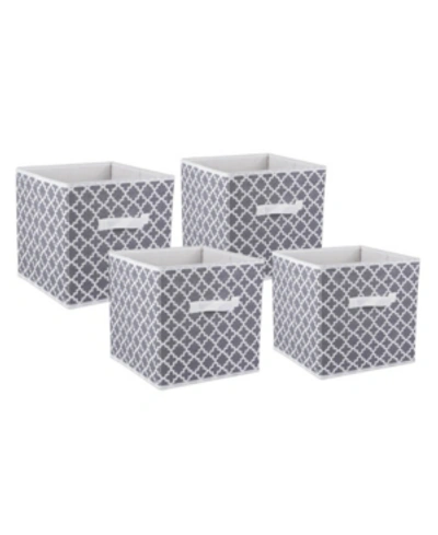Shop Design Imports Non-woven Polyester Cube Lattice Square Set Of 4 In Gray