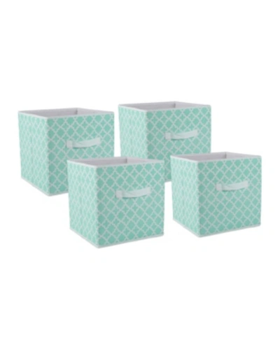 Shop Design Imports Non-woven Polyester Cube Lattice Square Set Of 4 In Aqua