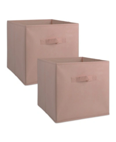 Shop Design Imports Non-woven Polypropylene Cube Solid Millennial Square Set Of 2 In Pink
