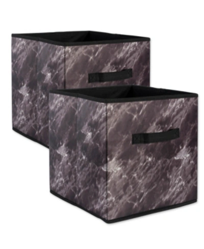 Shop Design Imports Polyester Laundry Cube Marble Square Set Of 2 In Black