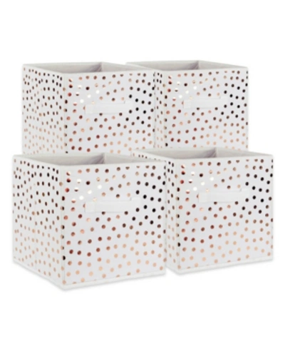 Shop Design Imports Non-woven Polyester Cube Small Dots Set Of 4 In Copper