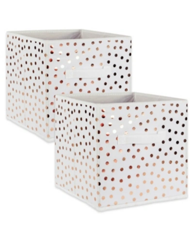 Shop Design Imports Non-woven Polyester Cube Small Dots Set Of 2 In Copper