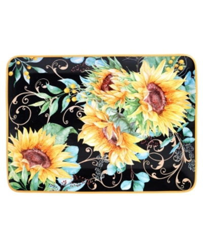Shop Certified International Sunflower Fields Rectangular Platter In Multicolored