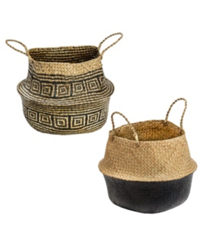 Shop Honey Can Do Set Of 2 Folding Seagrass Belly Baskets In Multi
