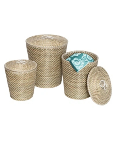 Shop Honey Can Do Set Of 3 Nesting Seagrass Snake Charmer's Baskets In Natural