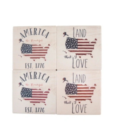 Shop Thirstystone Set Of 4 Flag On Usa Coasters In White