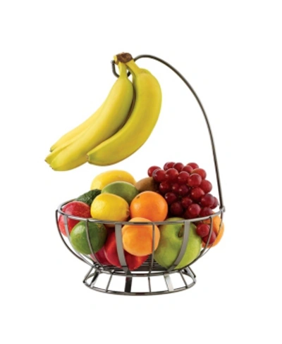 Shop Mikasa Band And Stripe Fruit Basket With Banana Hook In Silver