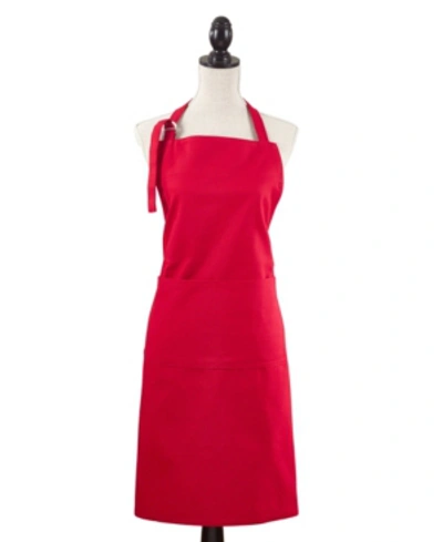Saro Lifestyle Classic Cuisine Denim Pocket Apron In Scarlet