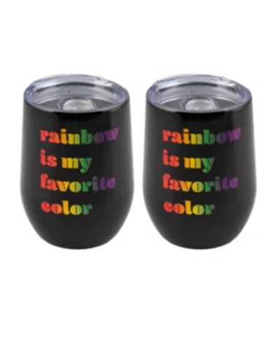 Shop Thirstystone Double Wall 2 Pack Of 12 oz Black Wine Tumblers With Metallic "rainbow Is My Favorite Color" Decal