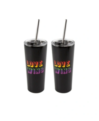 Shop Thirstystone Double Wall 2 Pack Of 24 oz Black Straw Tumblers With Metallic "love Wins" Decal