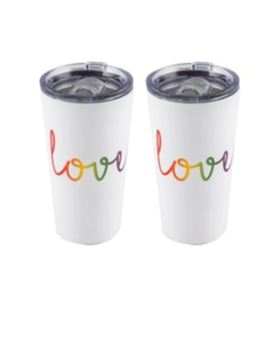 Shop Thirstystone Double Wall 2 Pack Of 20 oz White Highballs With Metallic "love" Decal