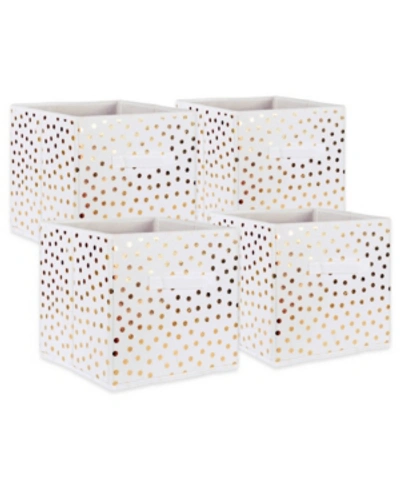 Shop Design Imports Non-woven Polyester Cube Small Dots Square Set Of 4 In Gold
