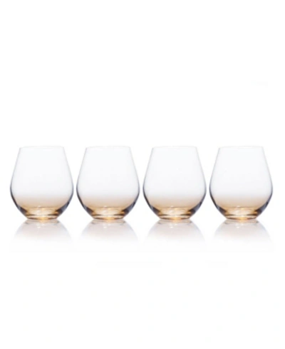 Shop Mikasa Gianna Ombre Amber Stemless Wine Glasses, Set Of 4 In Butterscotch