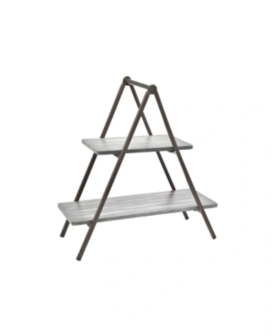 Godinger Grey Wash Wood & Metal Two Tier Server In Grey