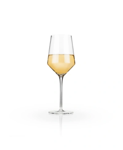 Shop Viski Raye Angled Crystal Chardonnay Wine Glasses, Set Of 2, 13 oz In Clear