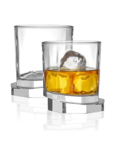 Shop Joyjolt Aqua Vitae Off Base Octagon Whiskey Glasses, Set Of 2 In Clear