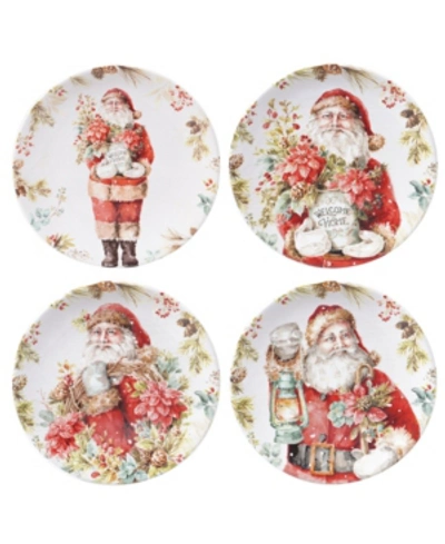 Certified International Christmas Story 4 Piece Dessert Plate In Open White
