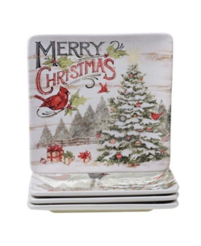 Certified International Evergreen Christmas 4 Piece Dinner Plate In Light Beige