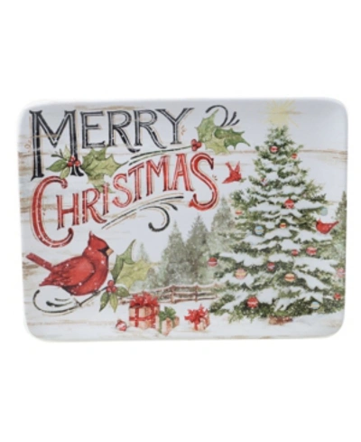 Certified International Evergreen Christmas Rectangular Platter In Light Beige