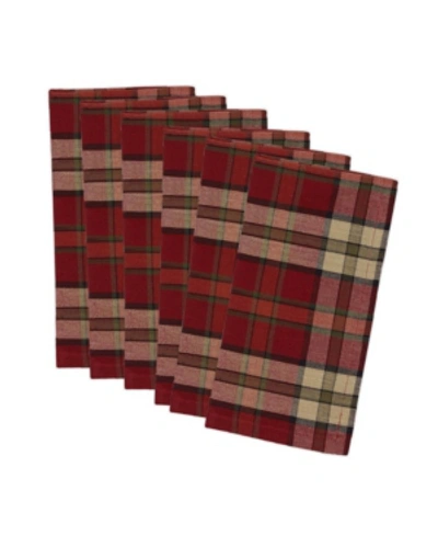 Design Imports Campfire Plaid Napkin, Set Of 6 In Burgundy