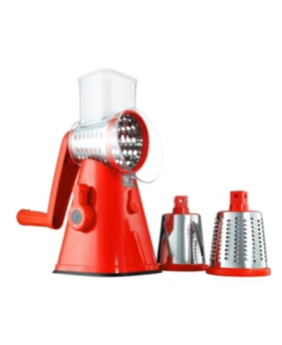 Nutri Slicer Nutrislicer 3-in-1 Spinning/rotating Mandoline And Countertop Food Slicer And Grater In Red