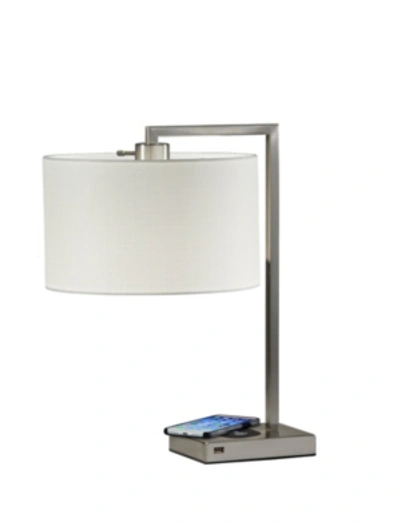 Shop Adesso Austin Wireless Charging Table Lamp In Brushed Steel