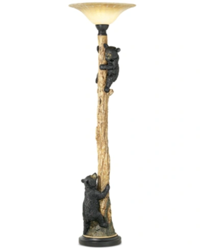 Shop Kathy Ireland Pacific Coast Climbing Bears Torchiere Floor Lamp In Natural